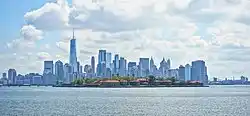 Ellis Island and Manhattan as seen from New Jersey shore