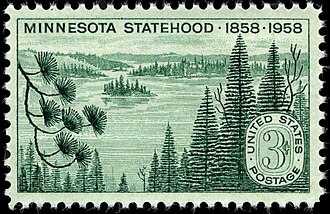Minnesota statehood US postage stamp 1958