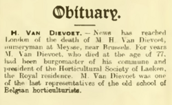The obituary of Hendrik Van Dievoet