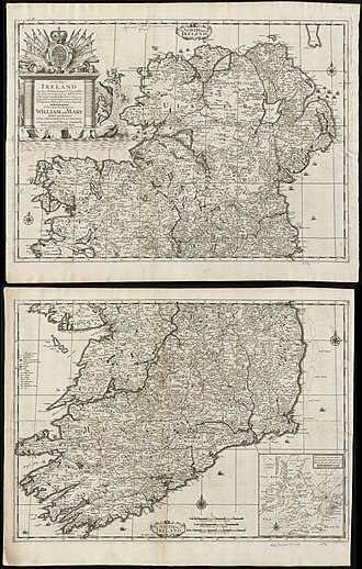 A map of Ireland 1695, based on the Down Survey Maps