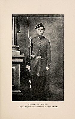 Portrait of Corp. John P. Coen in the book History of the Ninth regiment, Connecticut volunteer infantry, "The Irish regiment," in the war of the rebellion, 1861-65. 1903.