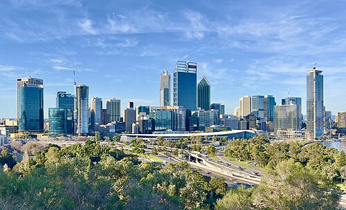 Perth CBD skyline from State War Memorial Lookout, 2023