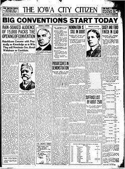The front page of the May 8, 1928 issue of the Indianapolis Times.