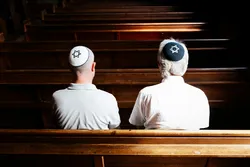 Jewish men in a synagogue