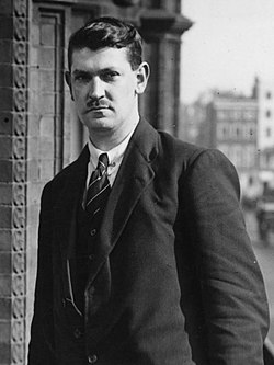 Irish revolutionary leader Michael Collins (1890-1922) as delegate to the Anglo-Irish Treaty negotiations in London in 1921.