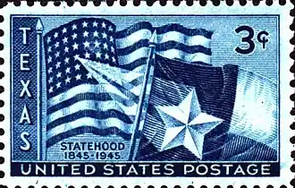 Texas Statehood 1945 US Postage Stamp